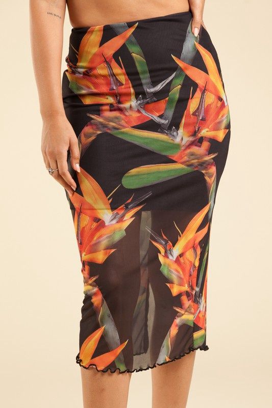 Mesh Birds Paradise Skirt