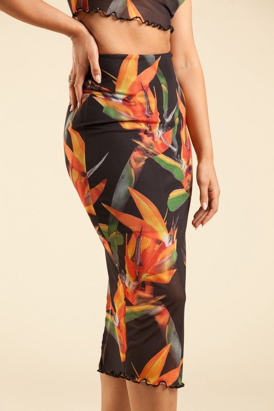 Mesh Birds Paradise Skirt