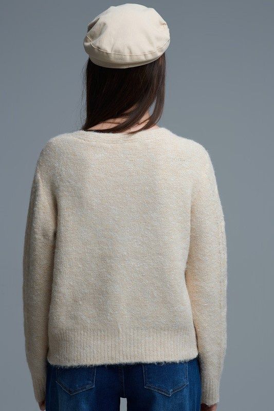 Beige Flower Cardigan