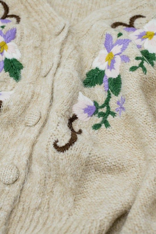 Beige Flower Cardigan
