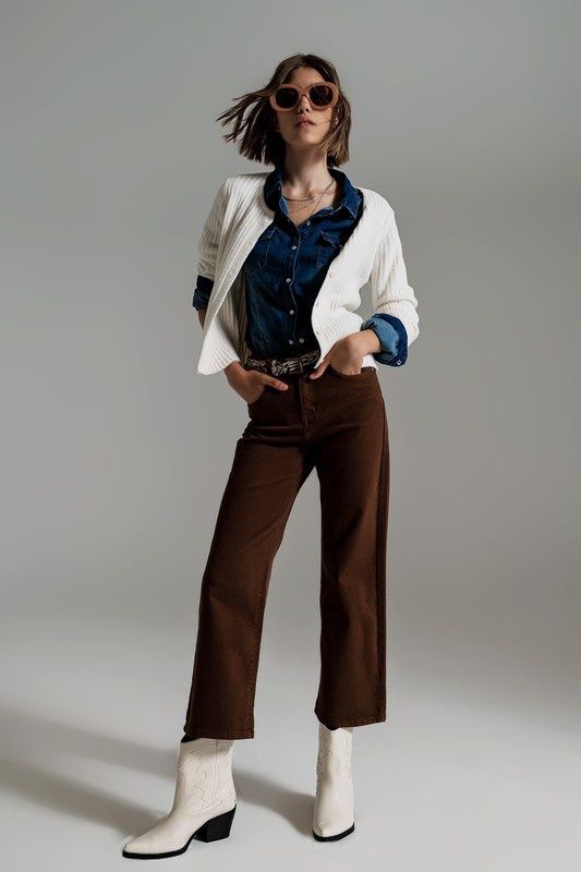 Cropped Brown Wide Leg