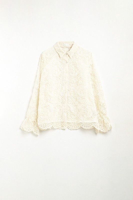 Romantic Lace Sheer Button Up