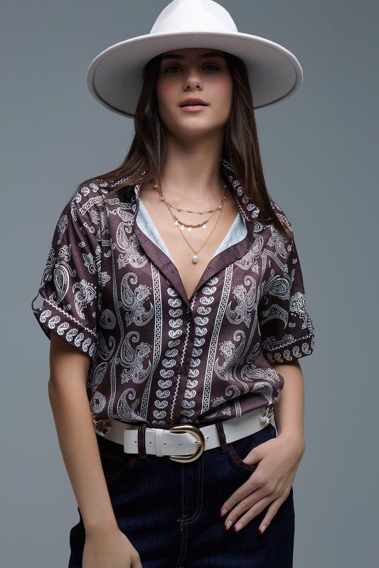 Brown Paisley Blouse