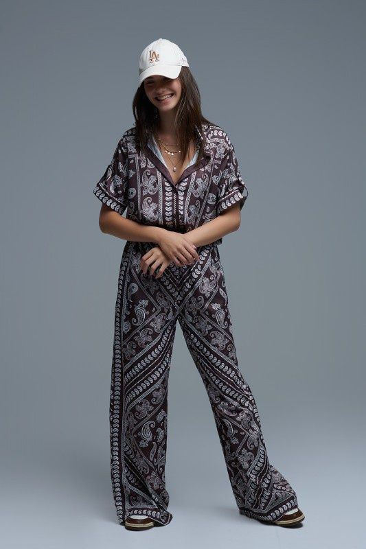 Brown Paisley Blouse