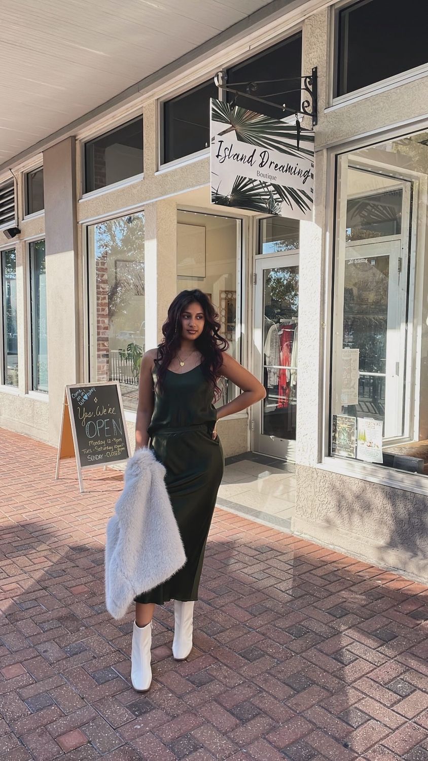 Spaghetti Strap Silky Tank, Colour: Hunter Green, Size: XS