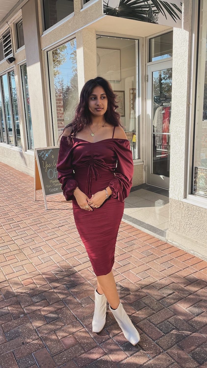 Merlot Ruched Satin Top