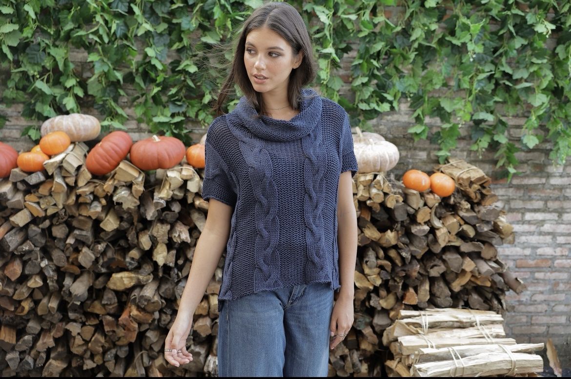 Darkest Indigo Sleeveless Cowl Sweater