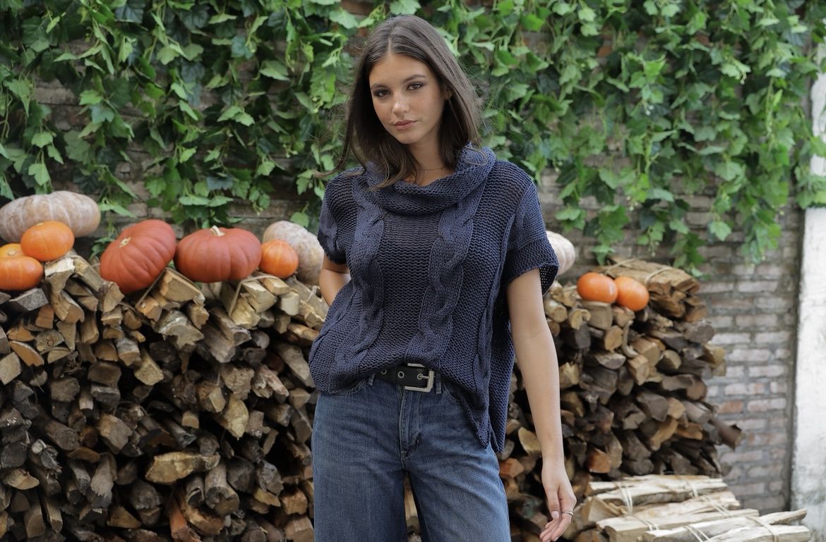 Darkest Indigo Sleeveless Cowl Sweater