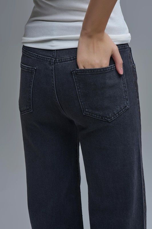 Leopard Print Black Jean