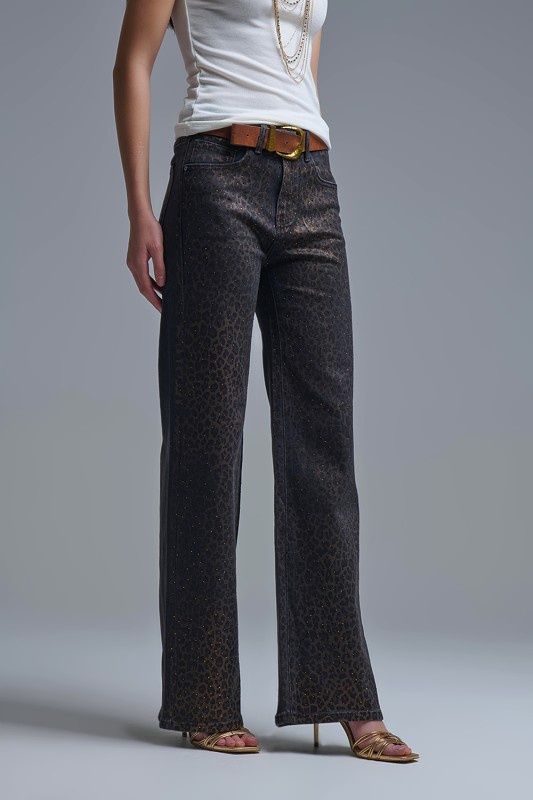 Leopard Print Black Jean