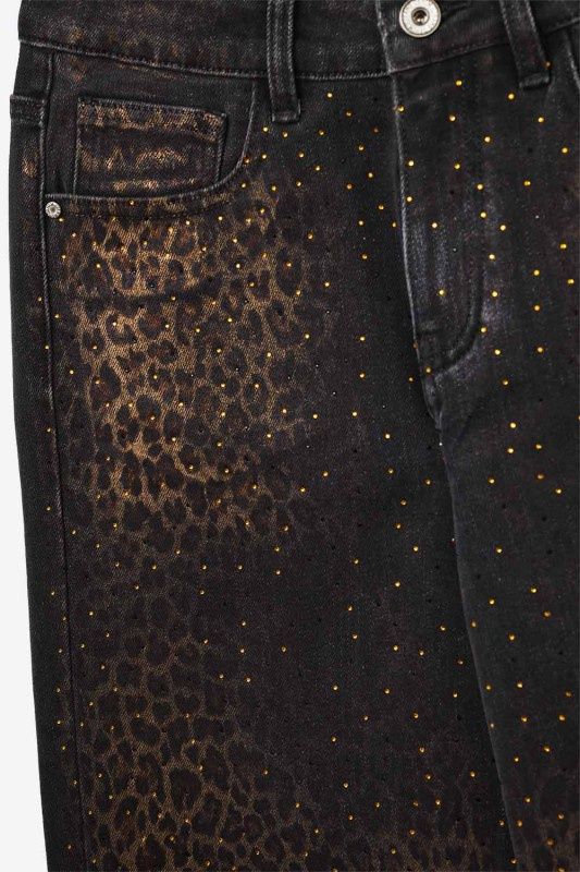 Leopard Print Black Jean