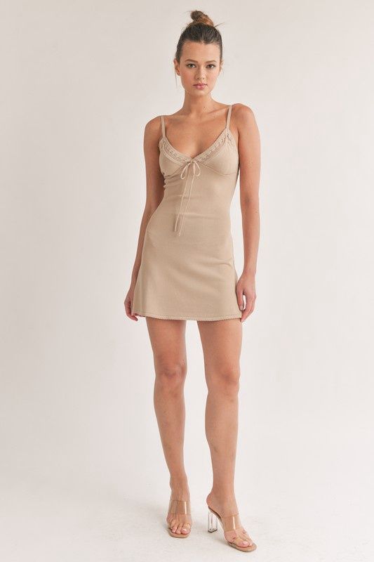 Knit Mini Dress W Tie Detail