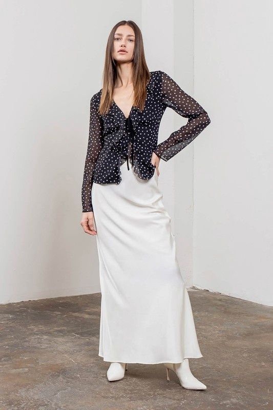 Polka Dot Tie Front Top
