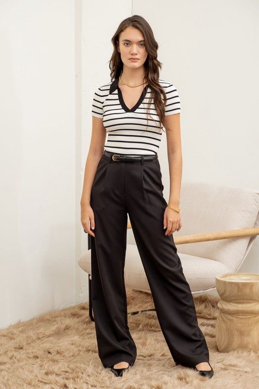 Collared Short Sleeve Top