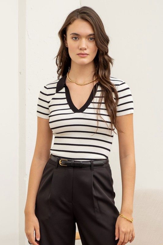 Collared Short Sleeve Top
