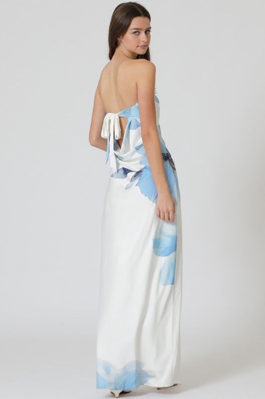 Ivory/Blue Tie Back Maxi