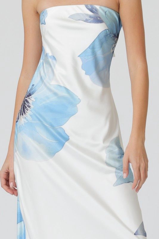 Ivory/Blue Tie Back Maxi