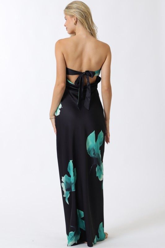 Navy/Green Tie Back Maxi