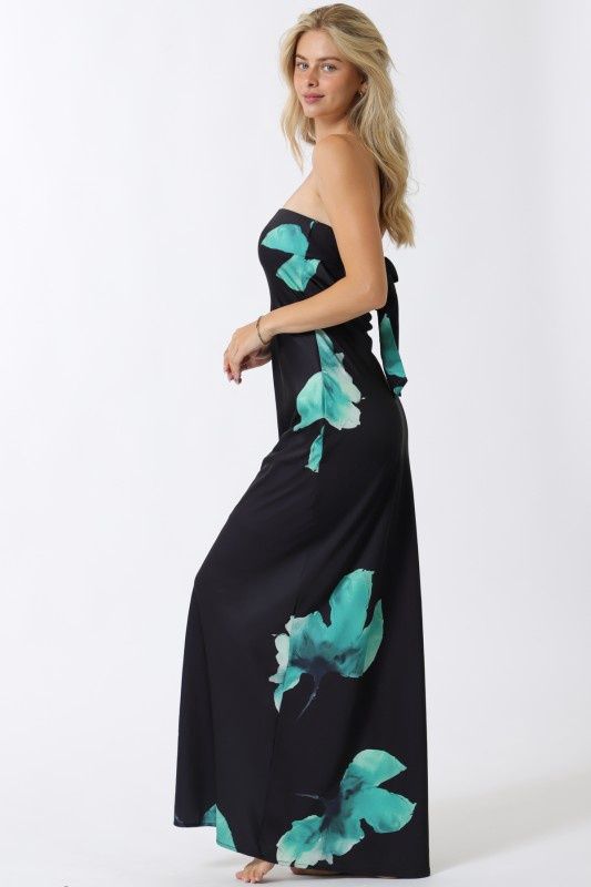 Navy/Green Tie Back Maxi