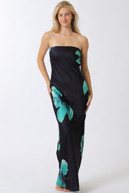 Navy/Green Tie Back Maxi