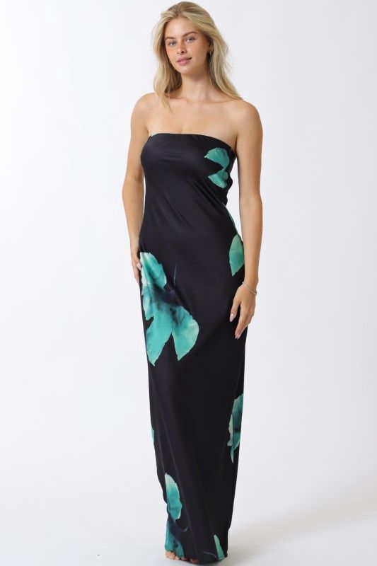 Navy/Green Tie Back Maxi