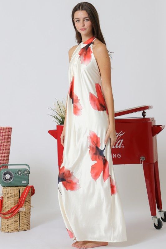 Mock Neck Backless Maxi