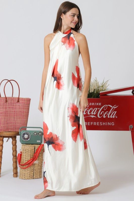Mock Neck Backless Maxi