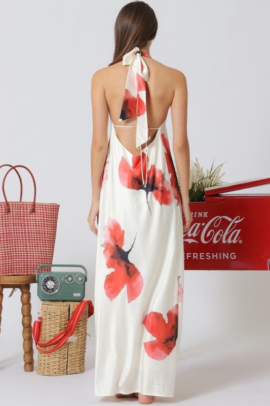 Mock Neck Backless Maxi