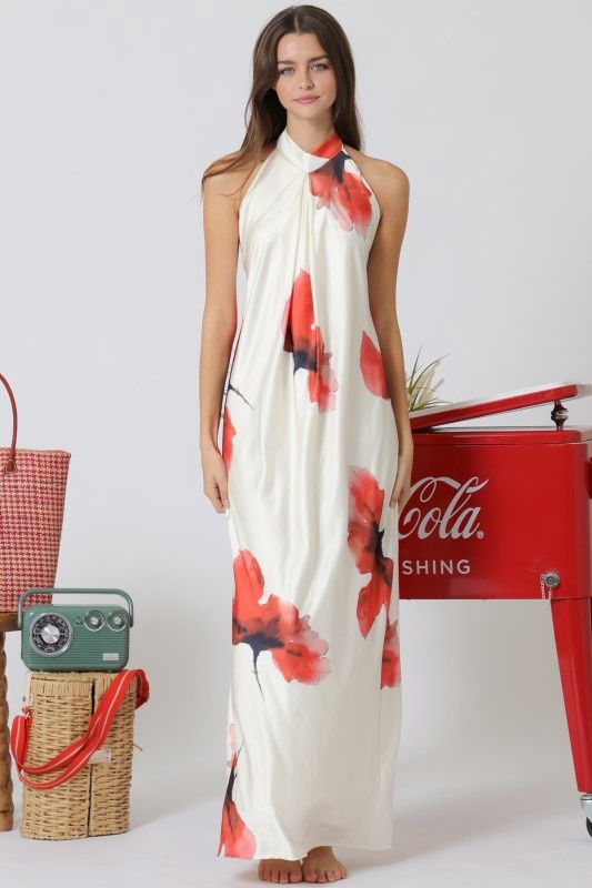 Mock Neck Backless Maxi