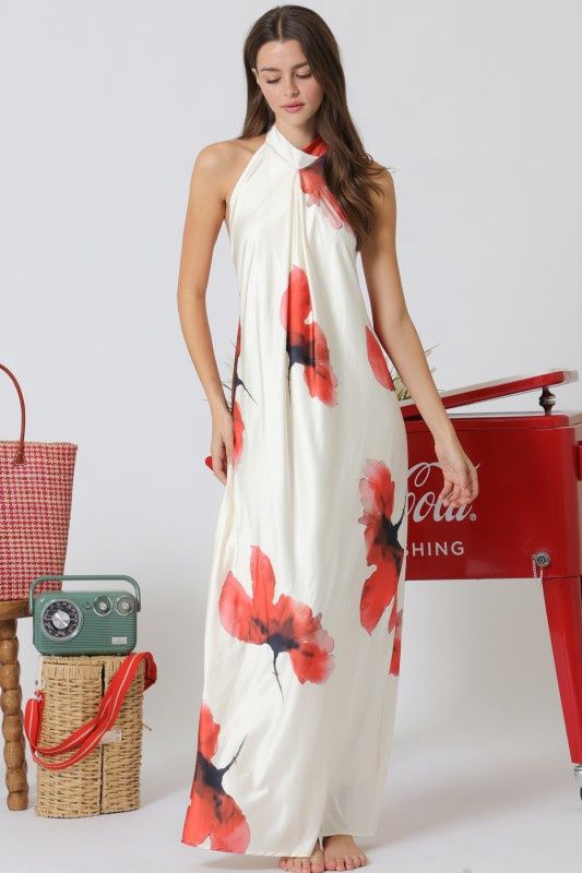 Mock Neck Backless Maxi