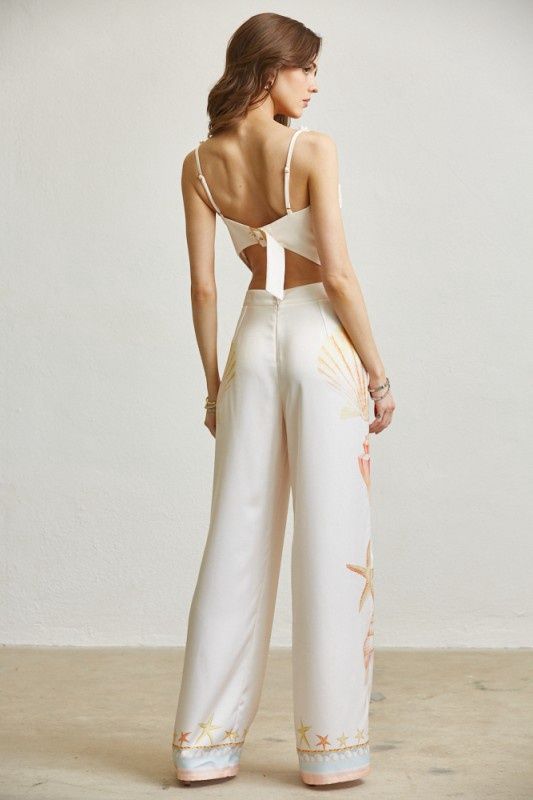 Seashell&amp;Pearl Printed Two-Piece Set
