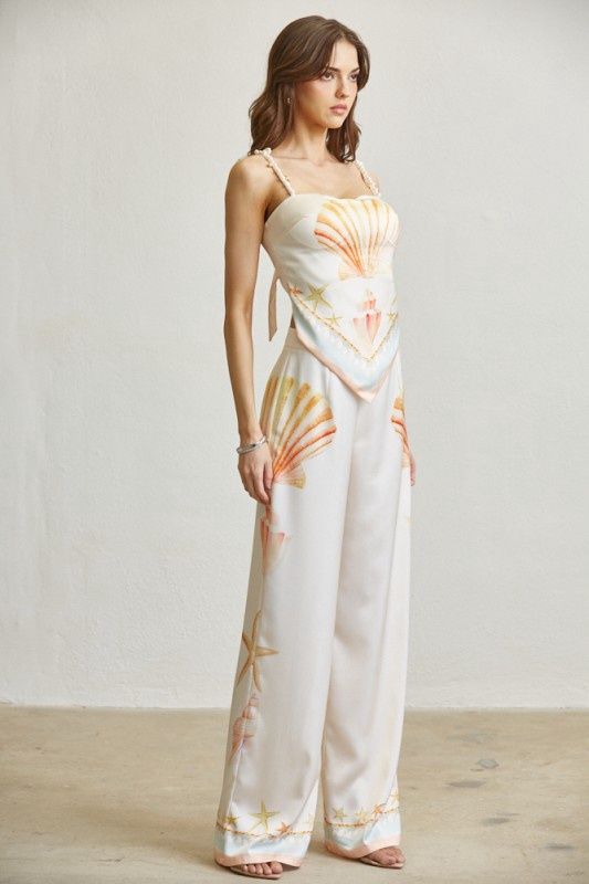 Seashell&amp;Pearl Printed Two-Piece Set
