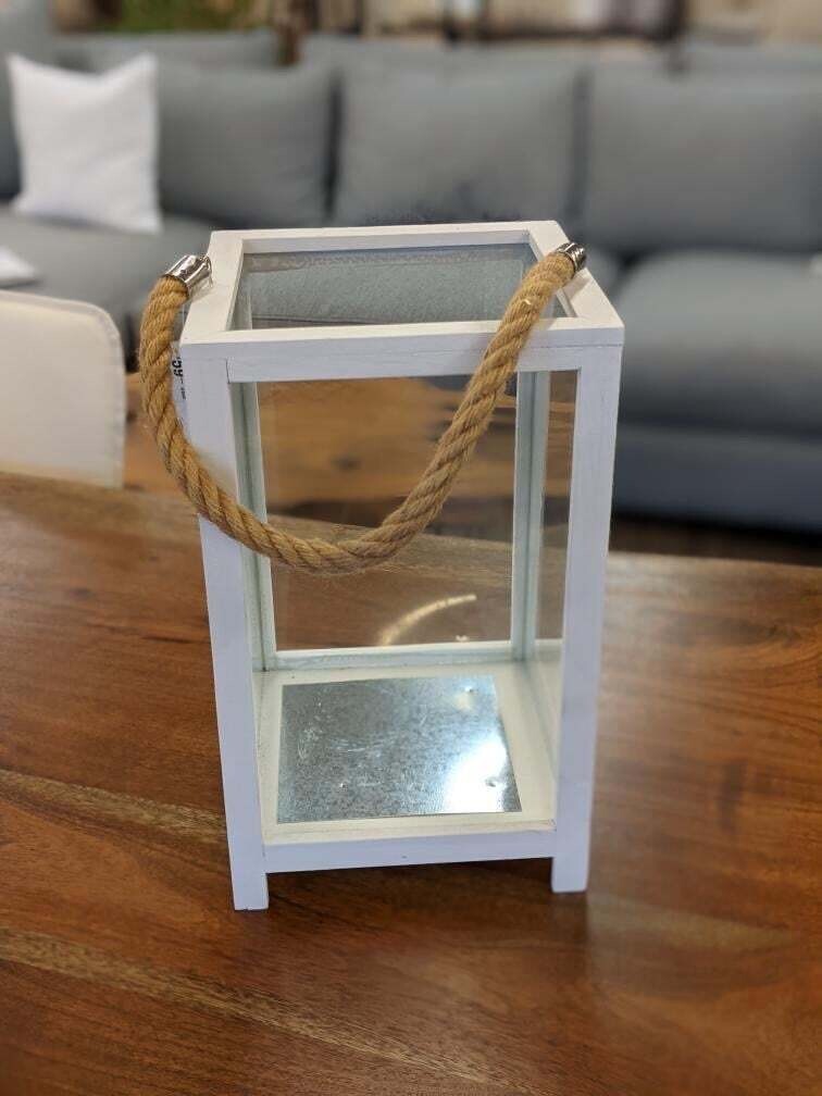 Hurricane Lantern Bovi White Glass