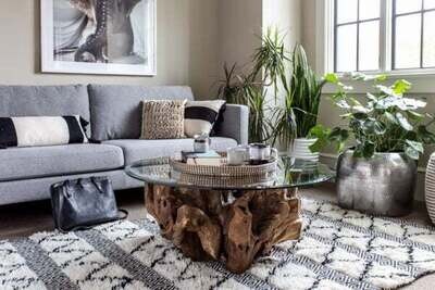 SIF Natura Root Coffee Table Large NAT-013 W/48” glass
