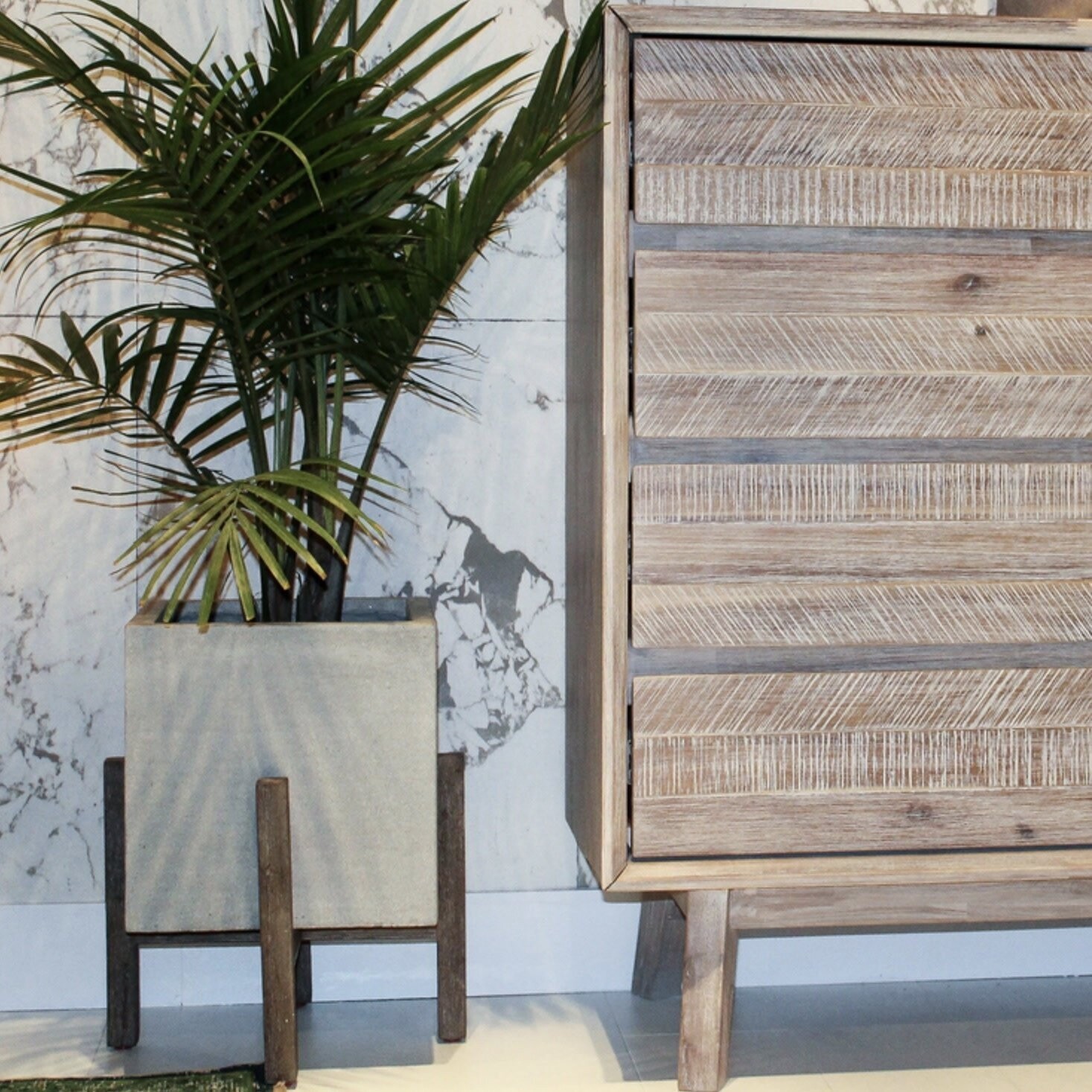 Planter LH Square Standing Pot Natural PAT001