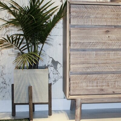 Planter LH Square Standing Pot Natural PAT001
