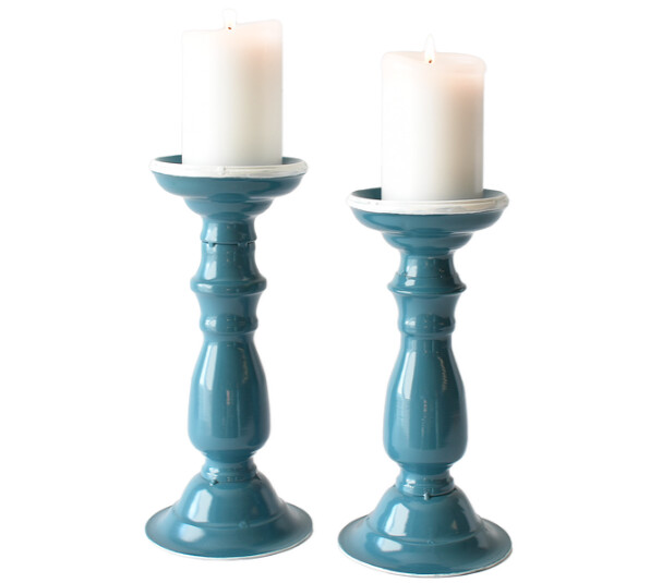 Candle Holder Ganz Blue & White Pillar SM CB176333