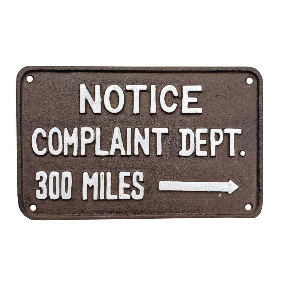Signs NACH Cast Iron Complaint DepartmeNT