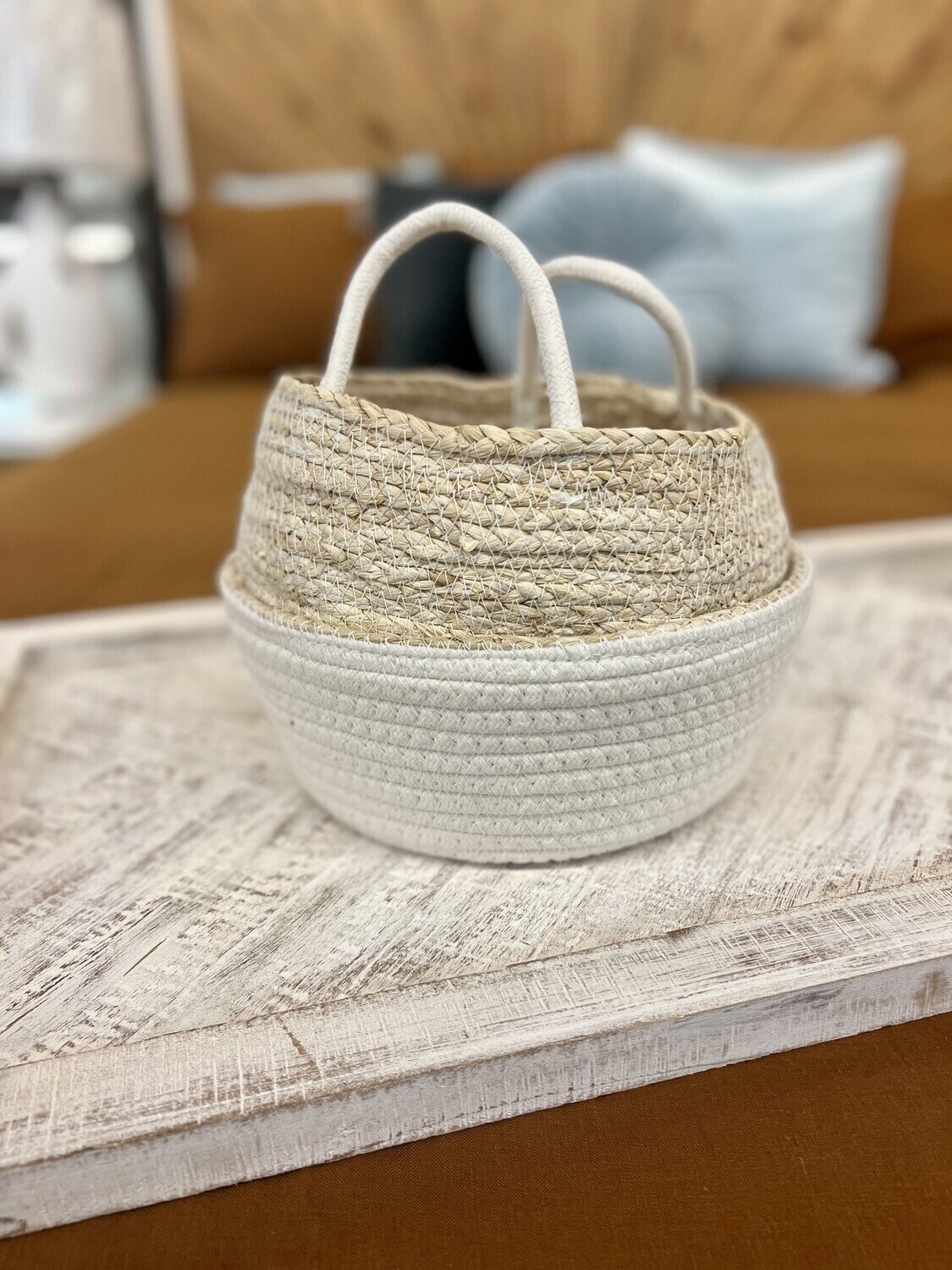 Basket NACH Rice White / Natural Small