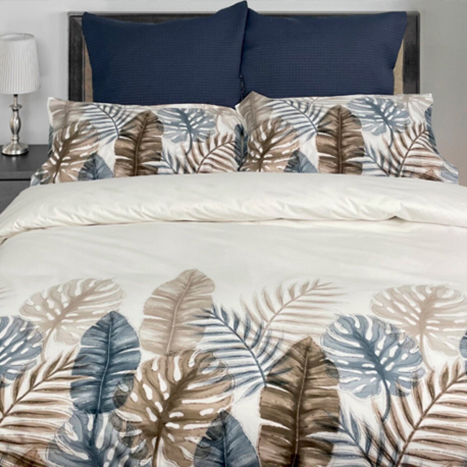 Duvet Cover Cuddledown Palm Leaves Queen w / Pillow Cases**