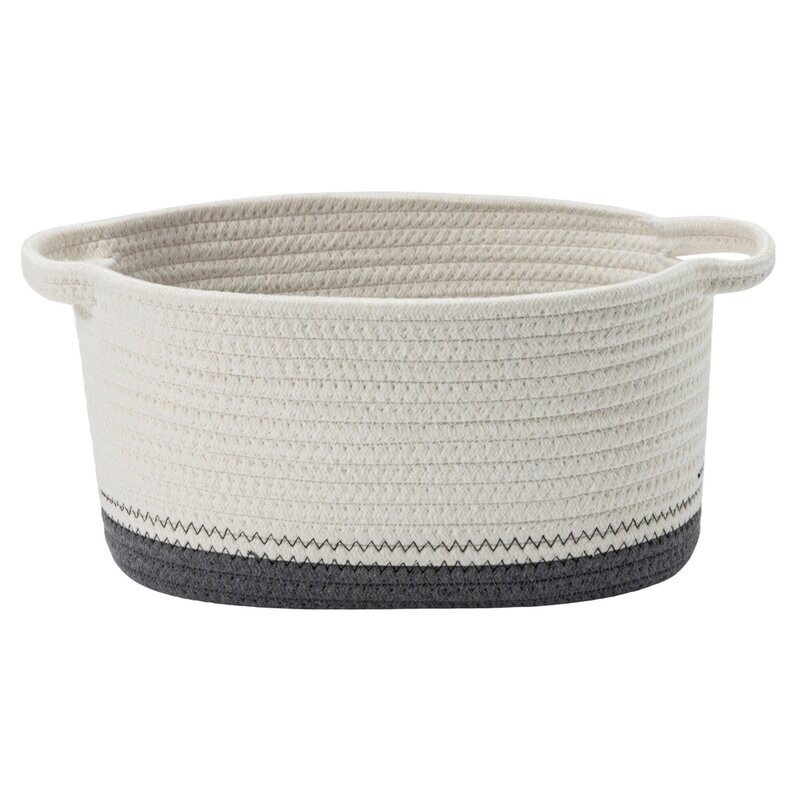 Basket Cathay Grey Cotton Rope Oval 12” L 10-2544