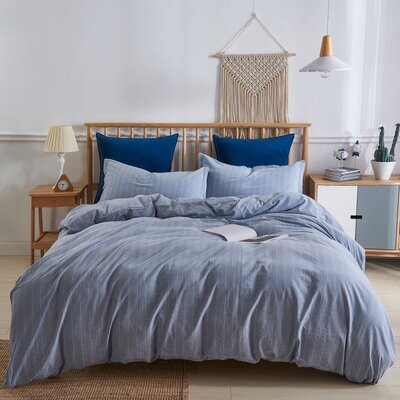 Duvet Cover Daniadown Pinstripe Denim Queen w / pillowcases