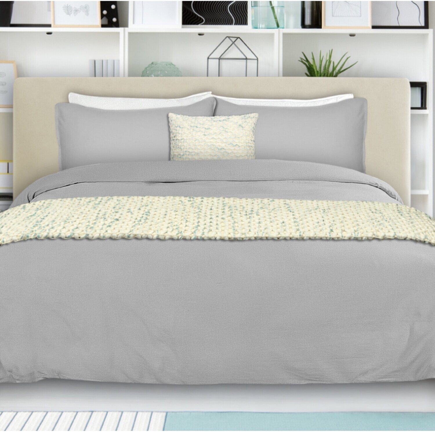 Duvet Cover RJS Morgan Grey Linen King w/  shams