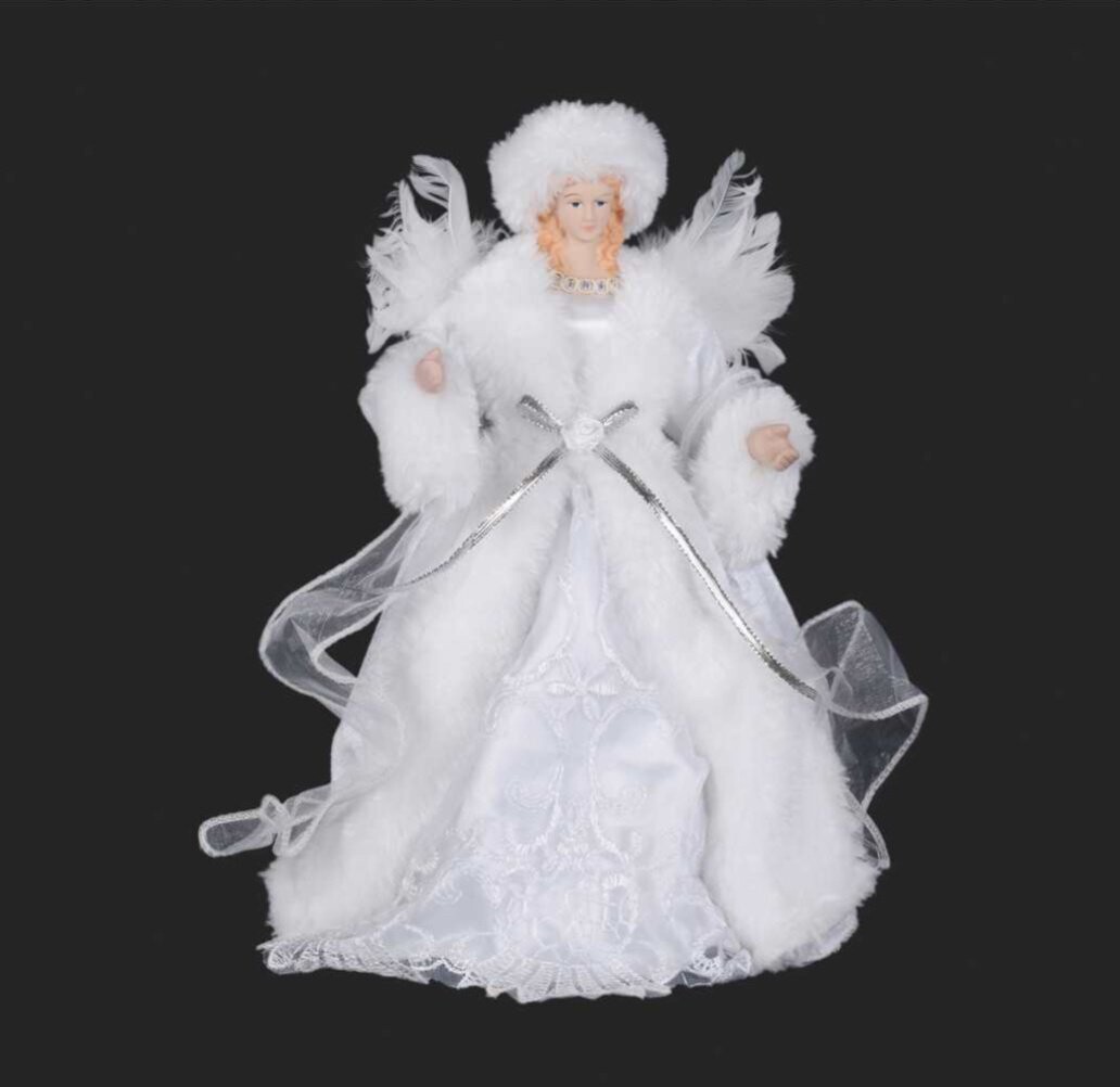 Xmas CT Tree Topper White Angel 11”  A0242