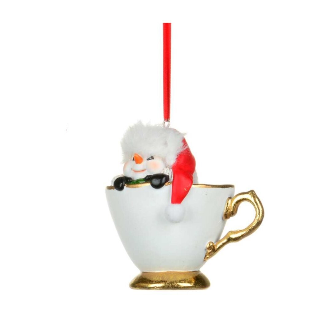 Xmas CT White Teacup Ornament W9148