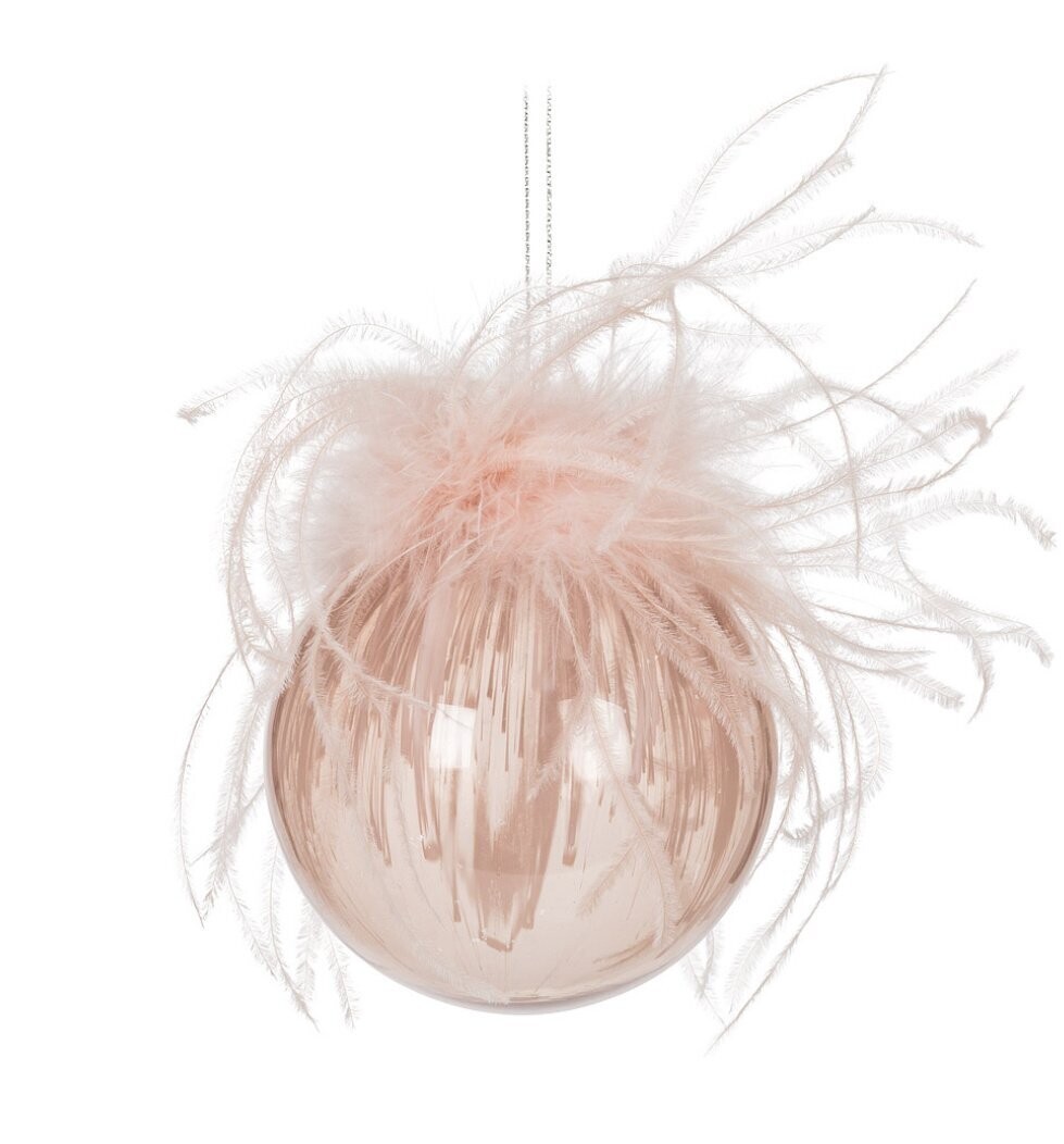 Xmas Abbott Ornament Boa Feather Ball Pink