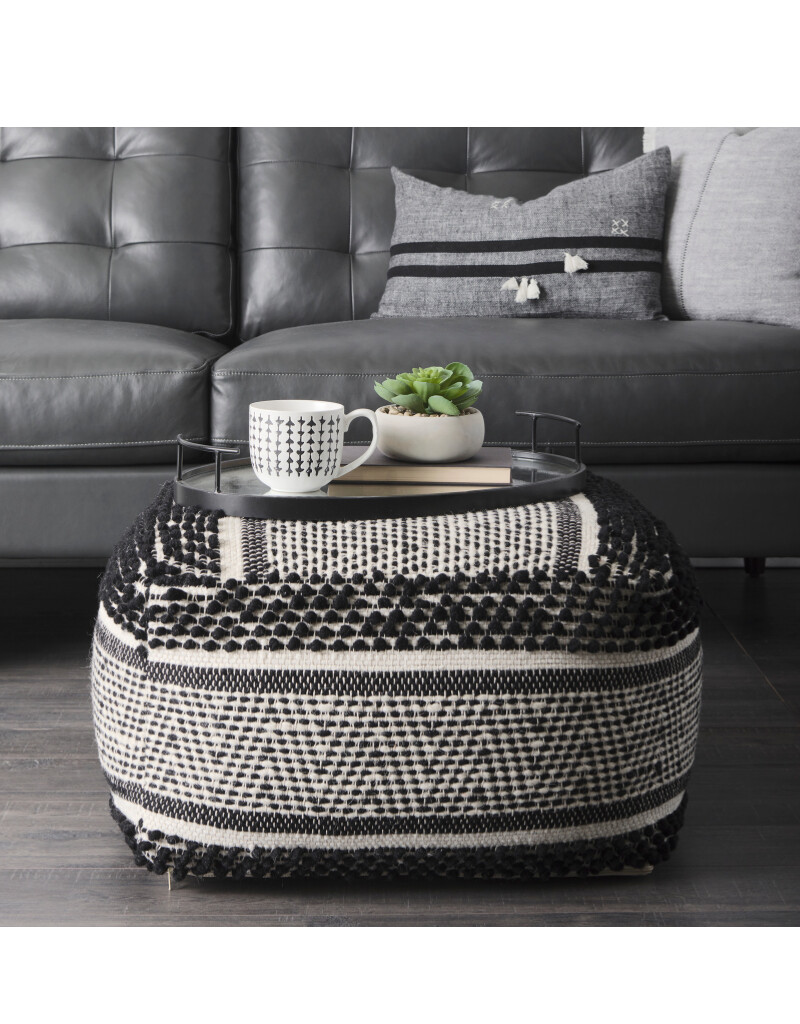 Mercana Pouf Garima BLK / WHT Wool / Cotton 69524