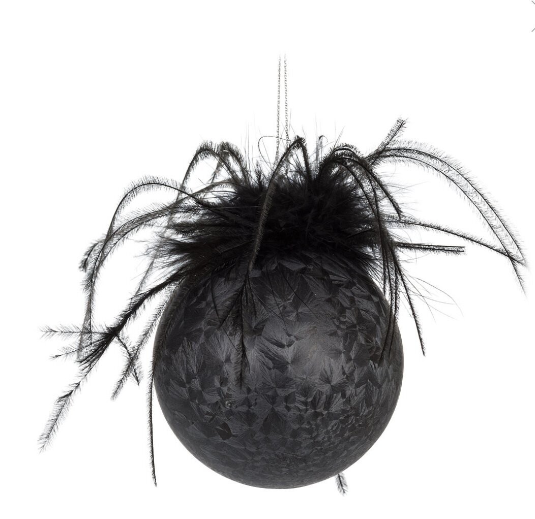 Xmas Abbott Ornament Boa Feather Ball Black