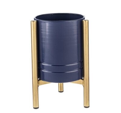 Planter Ganz Blue w/Gold Stand Large CB179526
