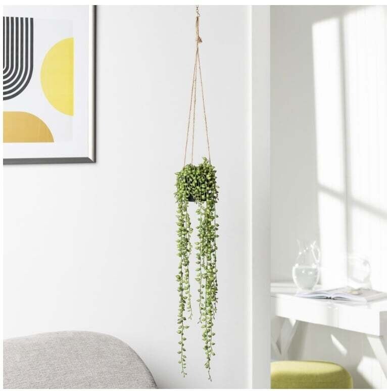 Plant T&T String of Pearls Succulent Hanging Faux Potted w/ String Hanger 904114